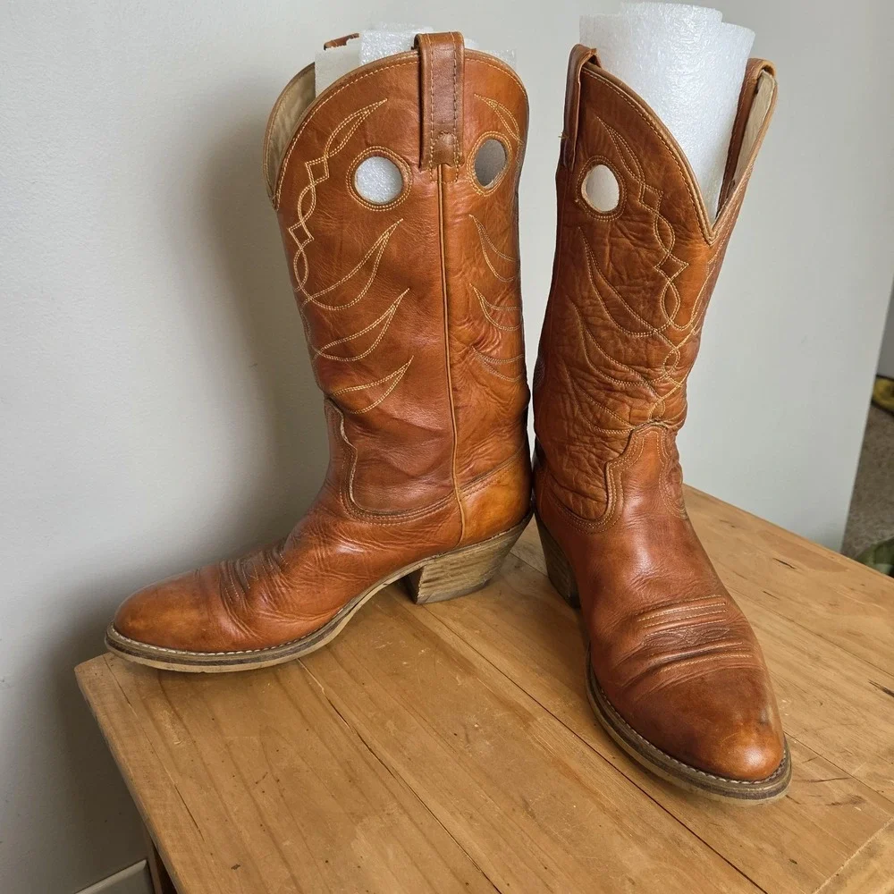 Acme 47043 Men's 11D Brown Distressed Leather Harness Engineer Biker Boots Leath